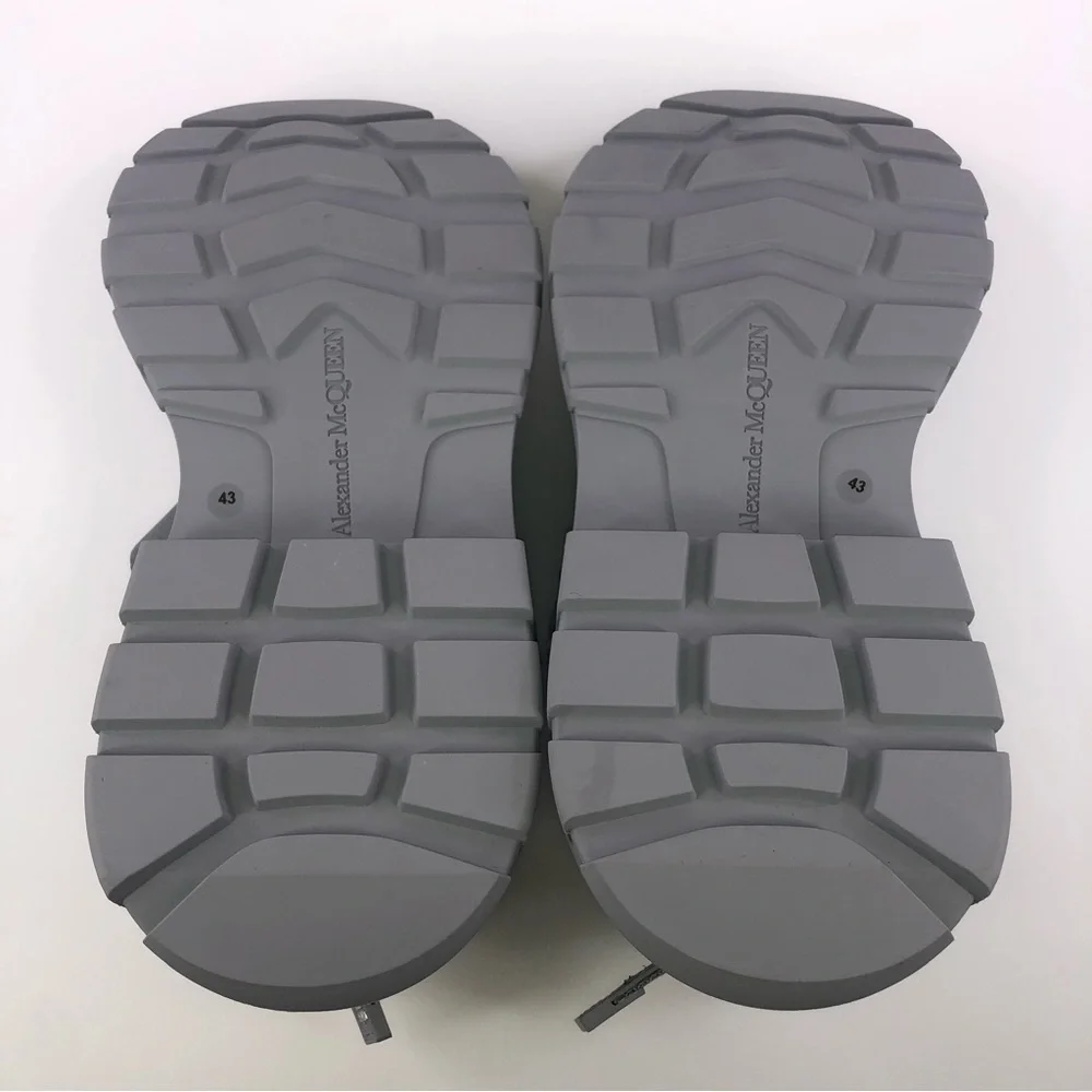 NEW Alexander McQueen Hybrid Tech Leather Rubber Sandals Gray Size 43 US 10 $690